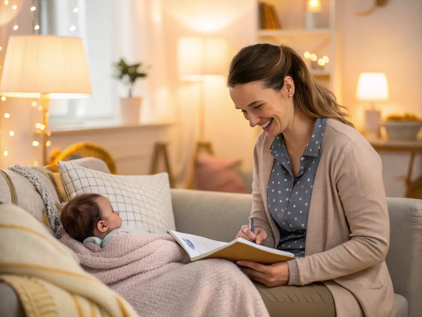 A lactation consultant providing support to a new mother.
